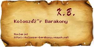 Koloszár Barakony névjegykártya